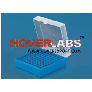CRYO CUBE BOX - PP Material, 50/81/100 ml, Blue | Stackable, Hinged Locking Lid, Autoclavable, Cryogenic Storage