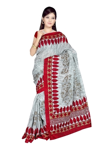 Designer Silk Sarees - Silk 5.5m x 1.1m, Grey | Elegant Printed Design, Soft Fabric, Unique Patterns