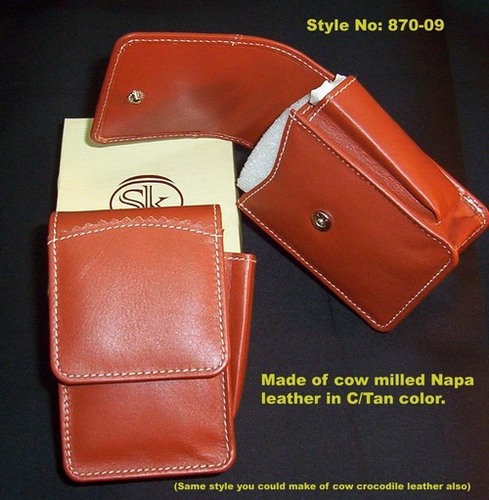 Cigarette Case - Cow Milled Napa Leather, 4x3x1 Inches, Tan | Compact Size, Elegant Style, Durable Design, Secure Snap Closure, Holds 20 Cigarettes