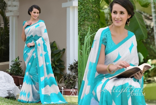 Buy new sky blue khadi silk saree