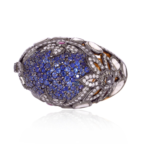 Rose Cut Diamond Gemstone Cocktail Ring