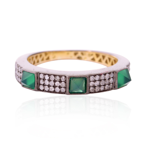 Diamond Green Onyx Band Ring