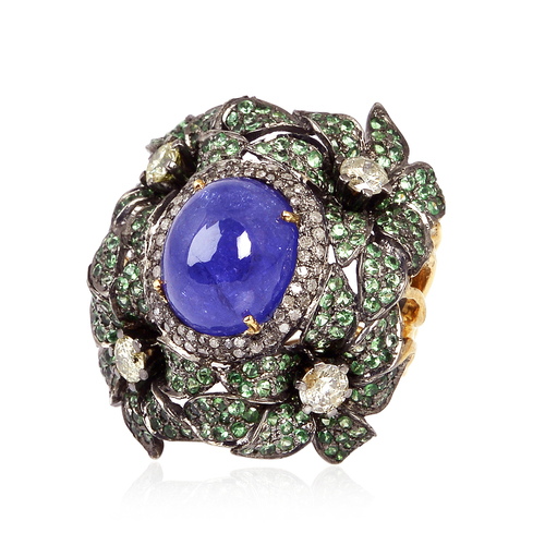 18k Gold Gemstone Cocktail Ring