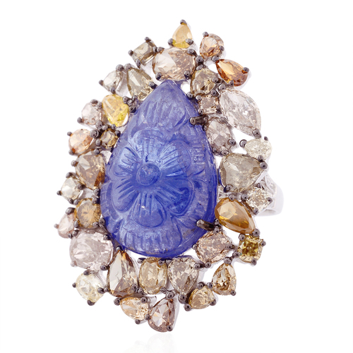 Tanzanite Carved Cocktail Ring