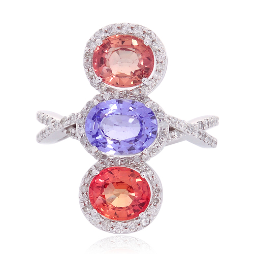 Diamond Pave Multi Sapphire Cocktail Ring