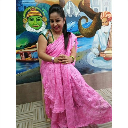 Pink Net Sarees
