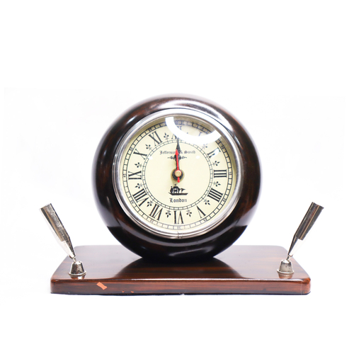 Brown Pen Holder Wooden Desktop Clock