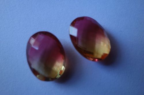 Ruby - 37.75 Cts Double 8 Checker Faceted Oval 16X21 Mm , Natural Purple and Golden Gemstones