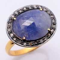 Sapphire & Diamond Gemstone Victorian Ring