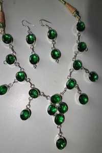 Round Emerald Necklace Earring 