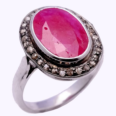 Ruby & Diamond Gemstone Victorian Ring