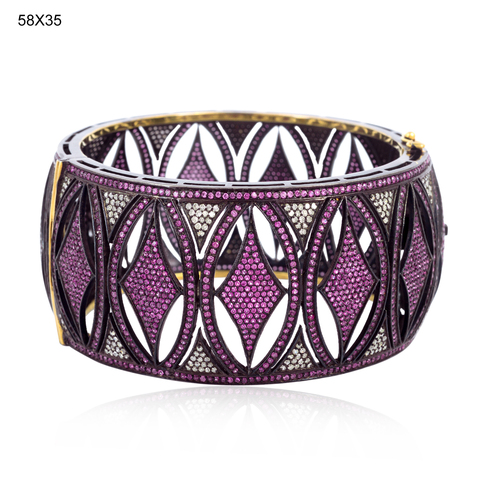 Diamond Pave Ruby Gemstone Bangle