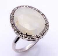 White Sapphire & Diamond Gemstone Ring