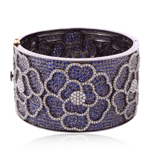 Diamond Pave Blue Sapphire Bangle