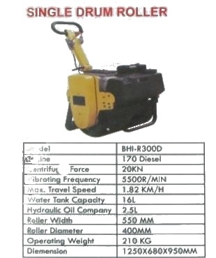 Single Drum Roller - 1250X680X950MM, 20KN Force, 170 Diesel Engine | Efficient Compaction, Fast Travel, Durable Design