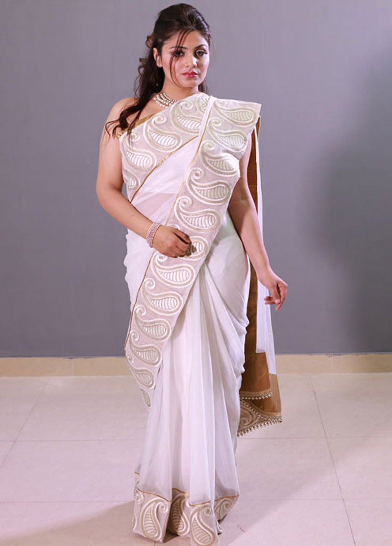 Designer white saree
