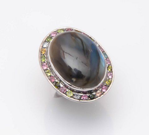 Labradorite & Multi Gemstone Victorian Ring Gender: Women