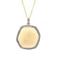 Yellow Sapphire & Diamond Gemstone Victorian Pendant