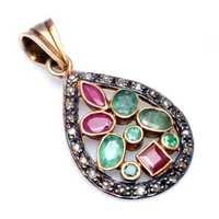 Ruby & Emerald Gemstone Victorian Pendant Gender: Women