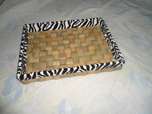 Zebra look Resin And Bamboo Tray