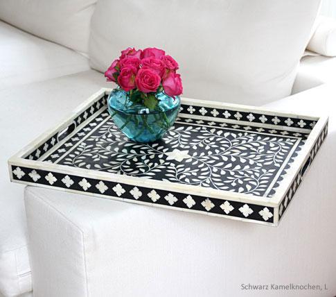 Black & White Leaves Designs Resin Tray.