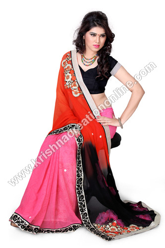 Georgette Patch Work Saree