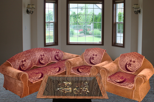 MAROON CHENILLE SOFA PANELS - 1 Set of 10 Sofa Panels, Size 23x27 Inches | Rectangular Shape, Printed Pattern, No Zipper, Ideal for Home & Hotel