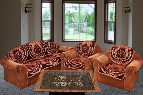 GUEST ROOM 5 SEATER SOFA COVER - Chenille Fabric, 23x27 Inches, Design No 10BTSC27DIc | Rectangular Shape, Printed Pattern, Ideal for Home & Hotel