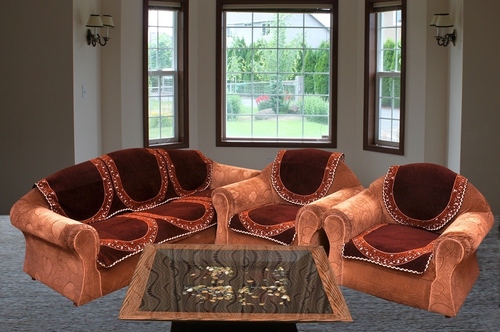 CHOCOLATY PLAIN CHENILLE SOFA COVER - Chenille Fabric, 23x27 Inch Rectangular Design No 10BTSC122Bc | Embroidered, Printed, Suitable for Home and Hotel