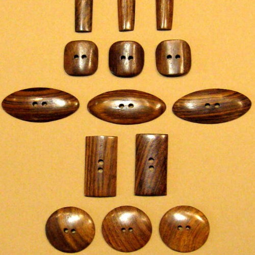 Natural Wood Buttons In Different Shapes