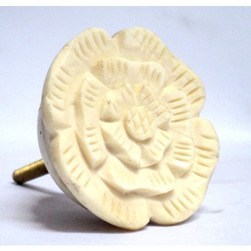 Bone Carved Door Knob In Flower Design
