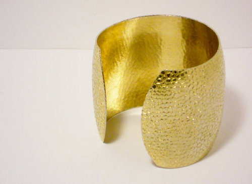 Gold Plated Brass Hammer Cuff Bracelet