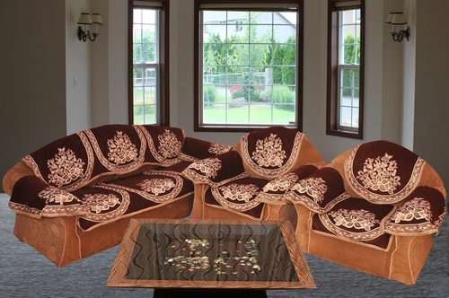 Chenille Sofa Panel Set - 16 Panels, 23x27 Inches | Embroidered Rectangular Design for Home and Hotel Use