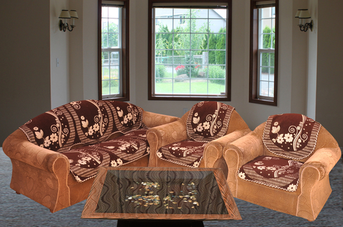 CHENILLE SOFA COVER - Chenille Fabric, 23x27 Inch Panels, Design No 10BTSCG216 | Embroidered Pattern, Rectangular Shape, Ideal for Home & Hotel