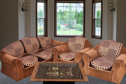 Chenille Sofa Panel Set - 10 Panels, 23x27 Inches | Embroidered Rectangular Design for Home and Hotel Use