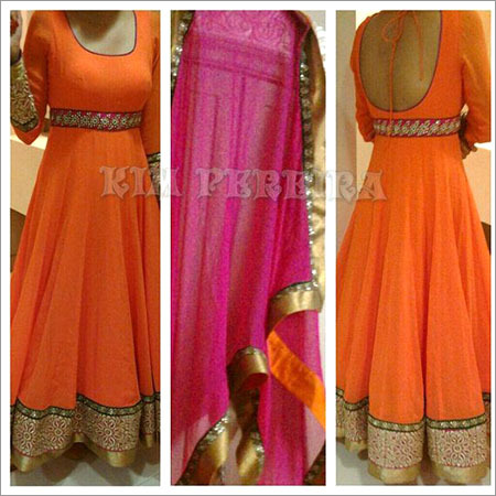 Orange Anarkali Suits