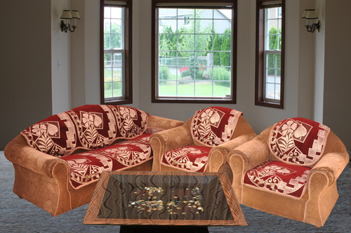 Chenille Sofa Panel Set - 23x27 Inch, Embroidered Rectangular Design for Home & Hotel Use