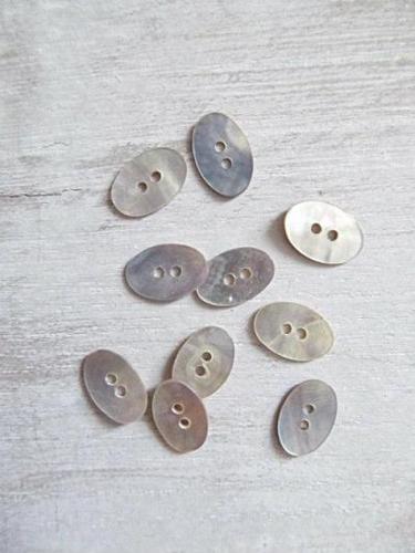 Oval Mop - Shell Material, Varied Size, Grey | Durable, Elegant, Versatile, Stylish, Smooth Finish, Two Holes