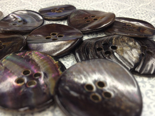 Mussels Button - Shell Material, Varied Size, Dark Brown, Shiny Finish | Durable, Stylish, Versatile, Eco-Friendly, Elegant, Four Holes, Oval/Round Shape, Light Weight