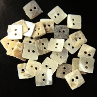 Square Mop Buttons - Shell, 10x10mm, Off-White | Durable, Elegant, Versatile, Eco-Friendly, Two Holes, Bulk Pack of 25