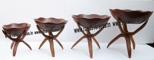 Wooden Carved Bowl with Tripod Stand 05