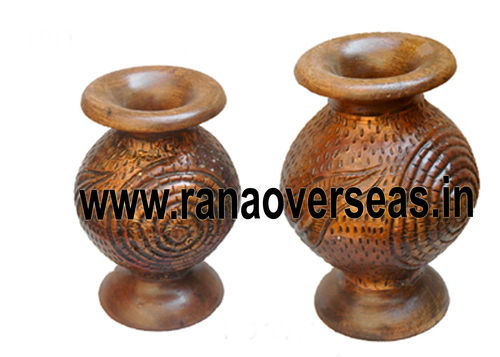 WOODEN FLOWER VASES