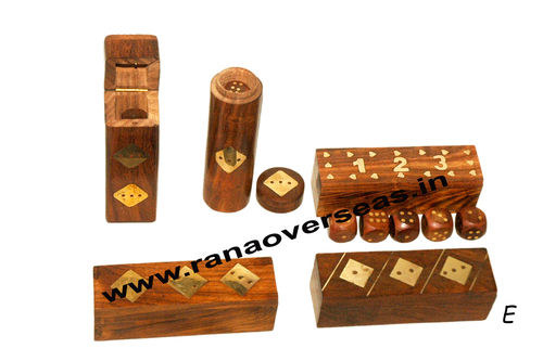 Wooden Dices Box With Dices