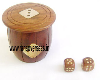 Wood Wooden Dices Box With Dices