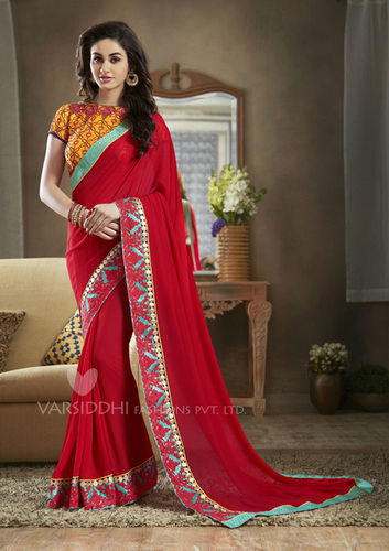 Red Georgette Designer Saree