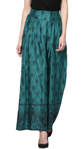 Dark Green Palazzo Rayon Pants