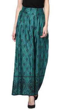 Dark Green Palazzo Rayon Pants