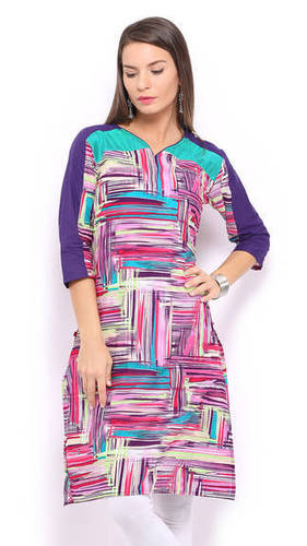 Pink Multi Color Casual Kurti