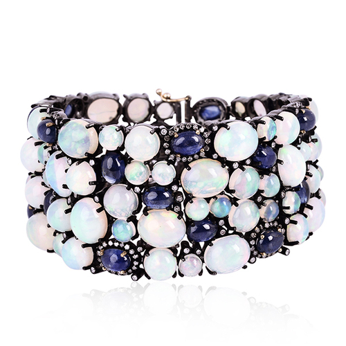 Opal Ethiopian & Blue Sapphire Bracelet