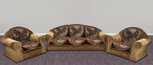 DARK CHOCOLATY 5 SEATER SOFA COVER - Chenille Fabric, 23x27 Inches, Design No 10BTSC2012c | Square Shape, Embroidered Design, Set of 10 Panels